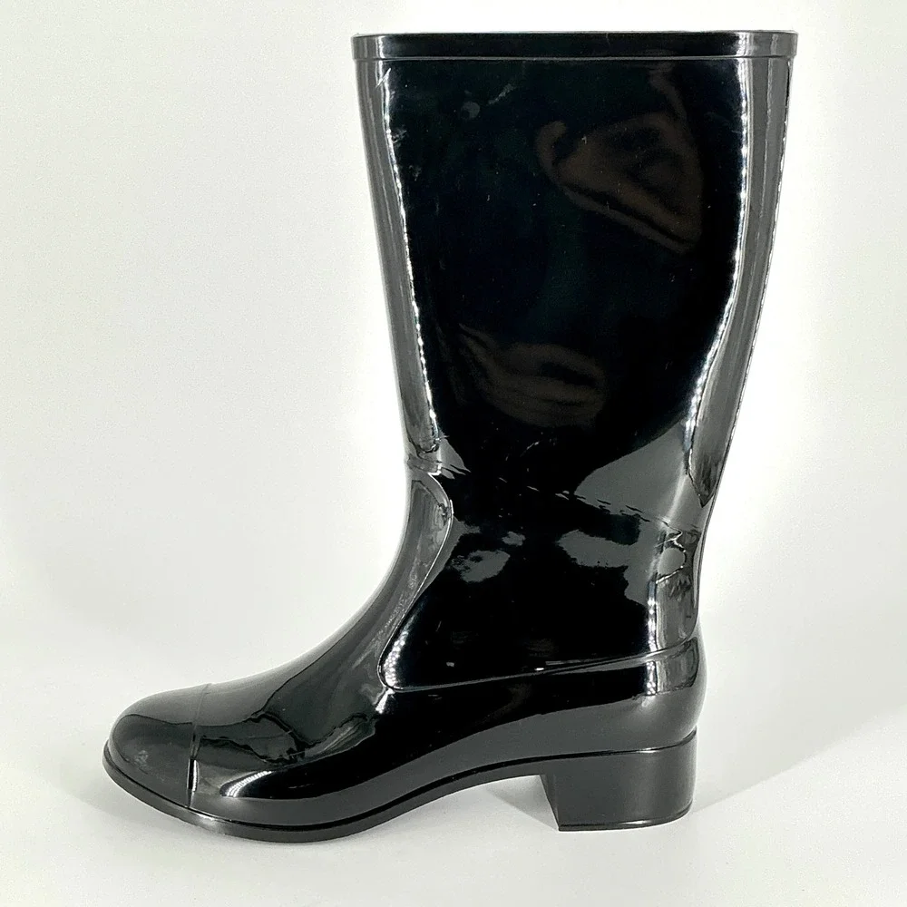 Jeffrey Campbell Size 9‎ Black Rain Boots NEW Low Heel Waterproof $90 Rainpour